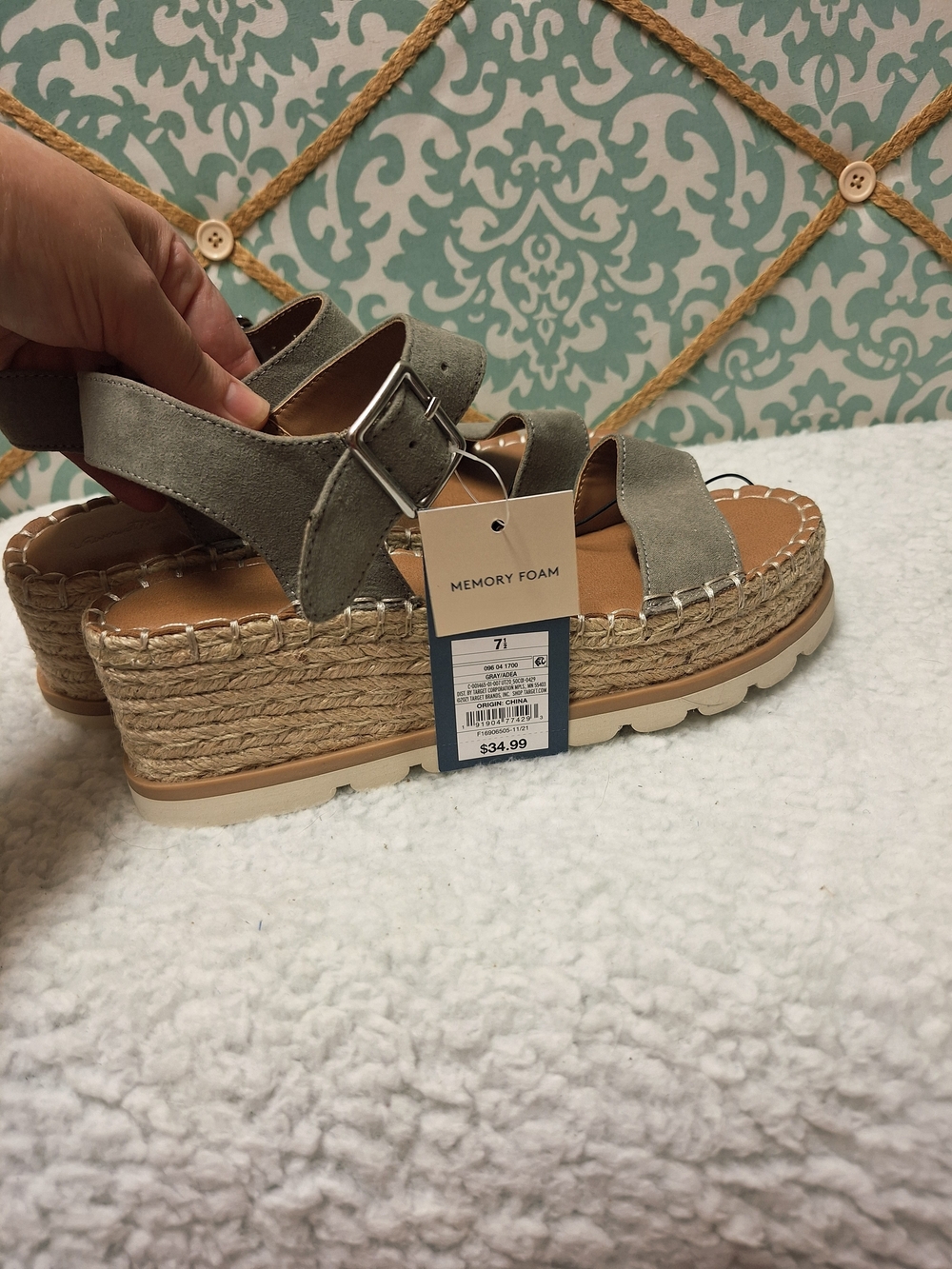 NWT Women's Taupe Espadrille Platform Sandals Sz 7.5 - Picture 13 of 16